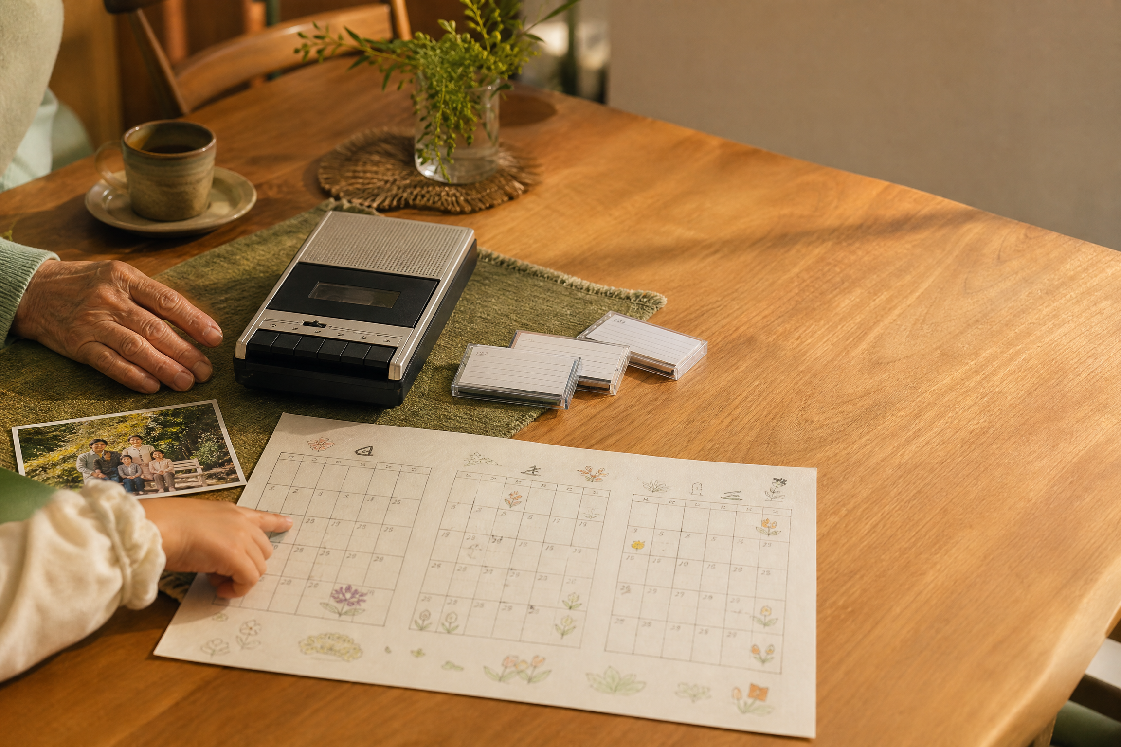 数か月をかけた声の引き継ぎを示す家族の時間